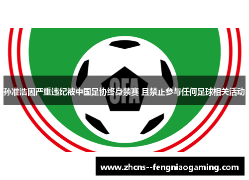 孙准浩因严重违纪被中国足协终身禁赛 且禁止参与任何足球相关活动